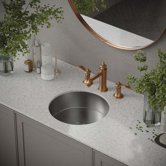 Cinox Round Stainless Steel Undermount Bathroom Sink in Stainless Steel