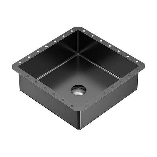 Cinox Square Stainless Steel Undermount Bathroom Sink in Gunmetal Grey
