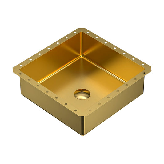Cinox Square Stainless Steel Undermount Bathroom Sink in Gold