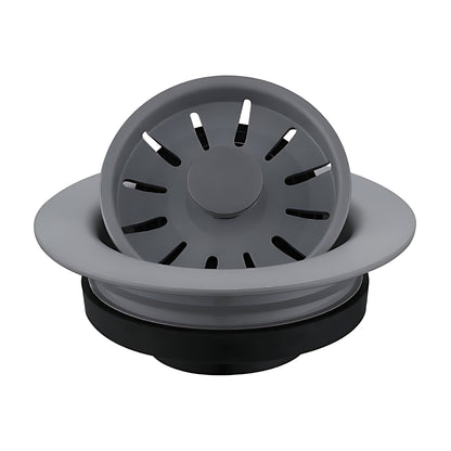 Color matched quartz sink garbage disposal flange in Grey