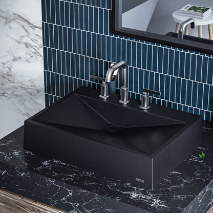 Envy vessel bathroom sink in quartz composite, rectangular