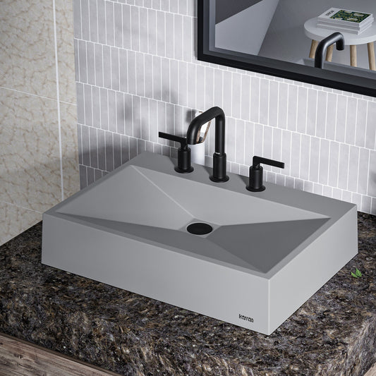 Envy Quartz Composite Vessel Bathroom Sink in Grey