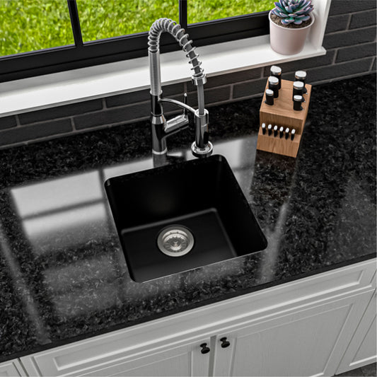 Essence 17 inch quartz composite undermount single basin bar sink