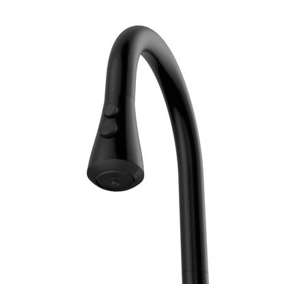 Faraday pull down kitchen faucet in Matte Black, spray head side view