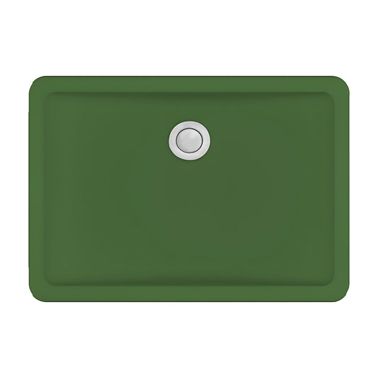 Karran Seamless Rectangular Quartz Composite Undermount Bathroom Sink in Green