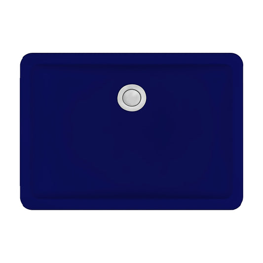 Karran Seamless Rectangular Quartz Composite Undermount Bathroom Sink in Blue