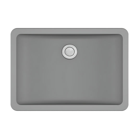 Karran Seamless Rectangular Quartz Composite Undermount Bathroom Sink in Grey