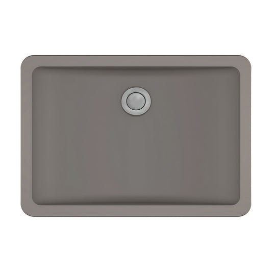 Karran Seamless Rectangular Quartz Composite Undermount Bathroom Sink in Concrete