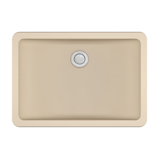 Karran Seamless Rectangular Quartz Composite Undermount Bathroom Sink in Bisque