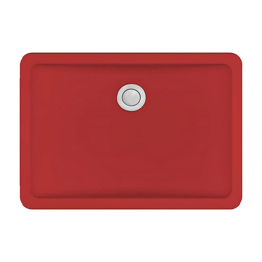 Karran Seamless Rectangular Quartz Composite Undermount Bathroom Sink in Red