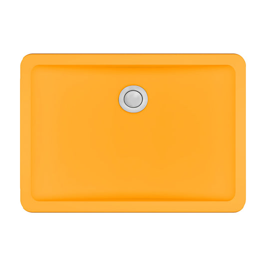 Karran Seamless Rectangular Quartz Composite Undermount Bathroom Sink in Orange