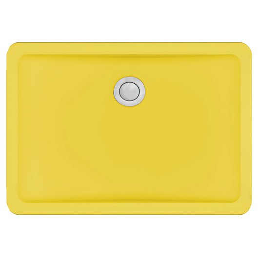 Karran Seamless Rectangular Quartz Composite Undermount Bathroom Sink in Yellow