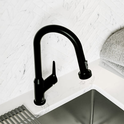 Scottsdale touchless sensor pull down kitchen faucet in Matte Black, in a styled kitchen
