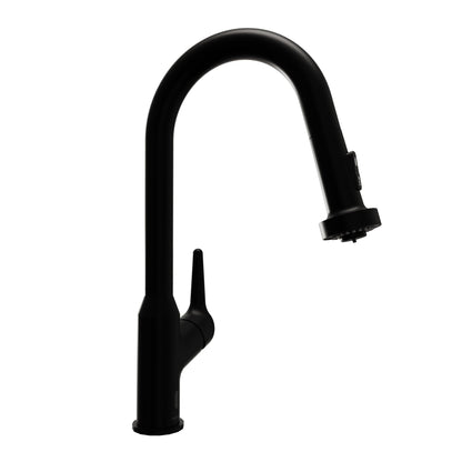 Scottsdale touchless sensor pull down kitchen faucet in Matte Black, side view