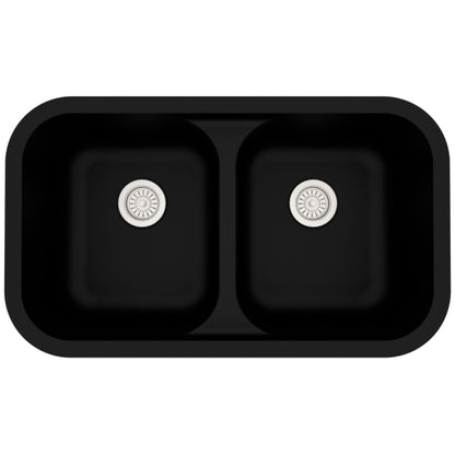 Seamless 33" Quartz Composite Undermount Double Basin Kitchen Sink
