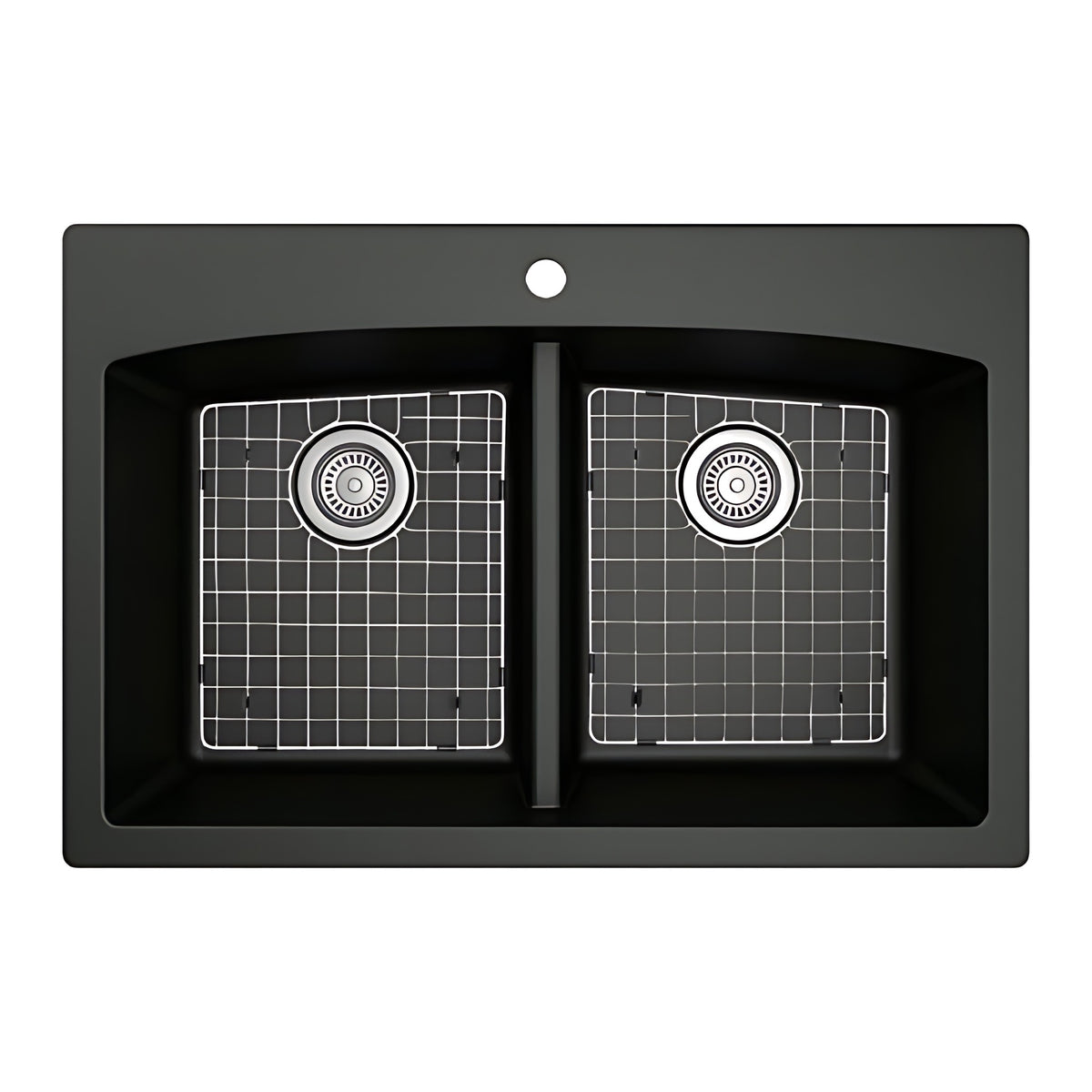 Stainless steel kitchen sink grid for QT-710, QU-710 Left Bowl, shown in a matching sink