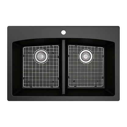 Stainless steel kitchen sink grid for QT-710, QU-710 Left Bowl, shown in a matching sink