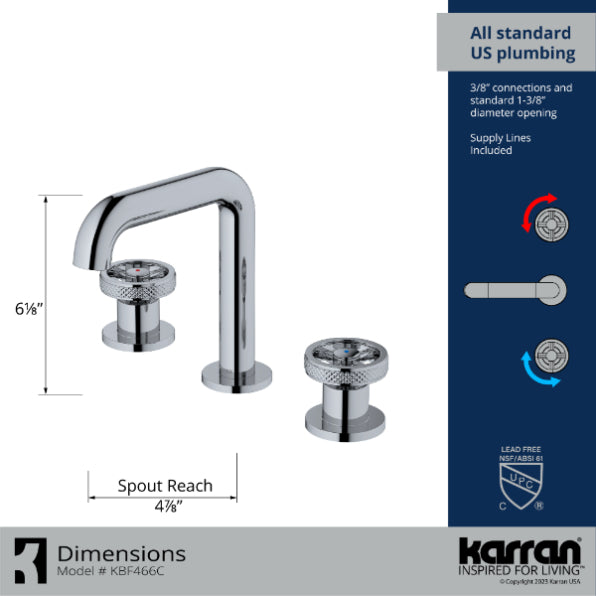 Tryst Wheel 8" Widespread Bathroom Lavatory Faucet
