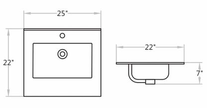 Calacatta Grey Printed Ceramic Integrated Vanity Top