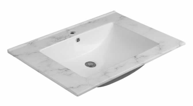 Calacatta Grey Printed Ceramic Integrated Vanity Top