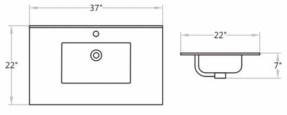 Calacatta Grey Printed Ceramic Integrated Vanity Top