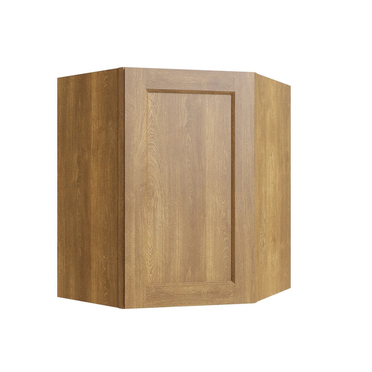 RTA 27"W x 42"H x 15"D Kitchen Stackable Corner Wall Cabinet with Single Door and Three Shelves in Brooklyn Fawn
