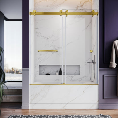 Kuron Frameless Double Sliding Glass Shower Door