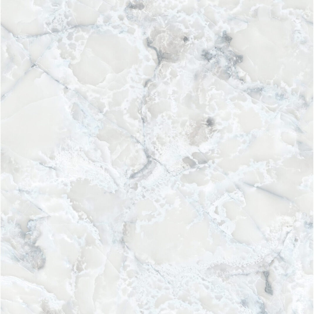 Luxe Nuvola 3 high gloss cabinet panel swatch showing the white cloud marble look finish