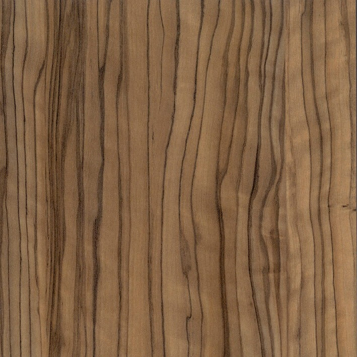 Luxe Olivo high gloss cabinet panel swatch showing the olive woodgrain finish