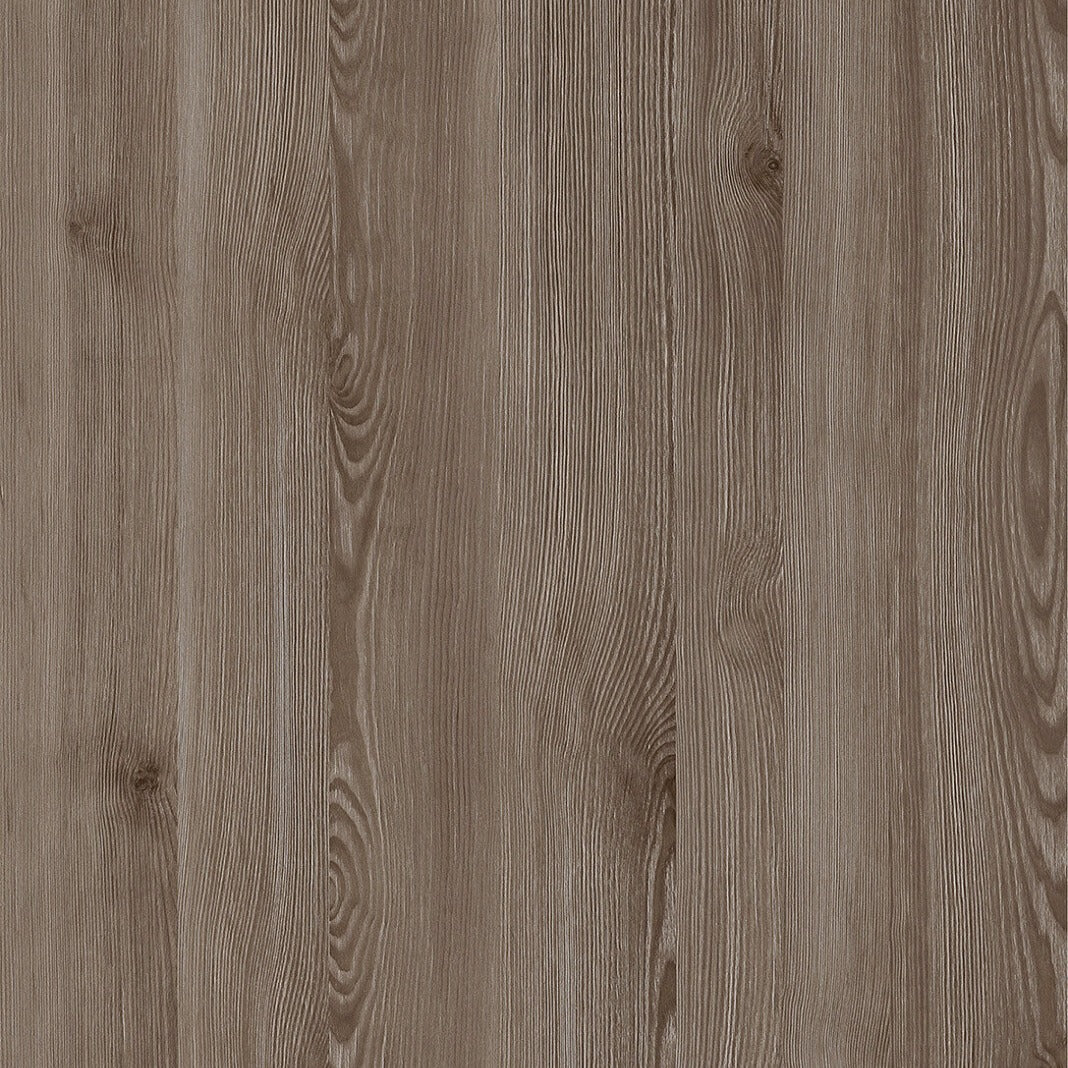 Syncron Ida 3 textured cabinet panel swatch showing the smoky brown oak woodgrain