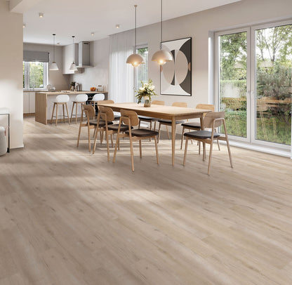 Glen Manor Brulee waterproof SPC vinyl plank flooring, EIR texture, diamond dust surface, beveled 48 by 7 inch planks