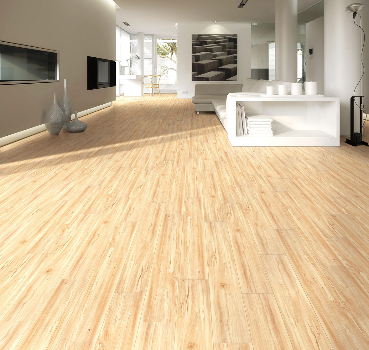 Pacific Acres Dune waterproof SPC vinyl plank flooring, diamond dust finish, micro-bevel edges, 22 mil wear layer