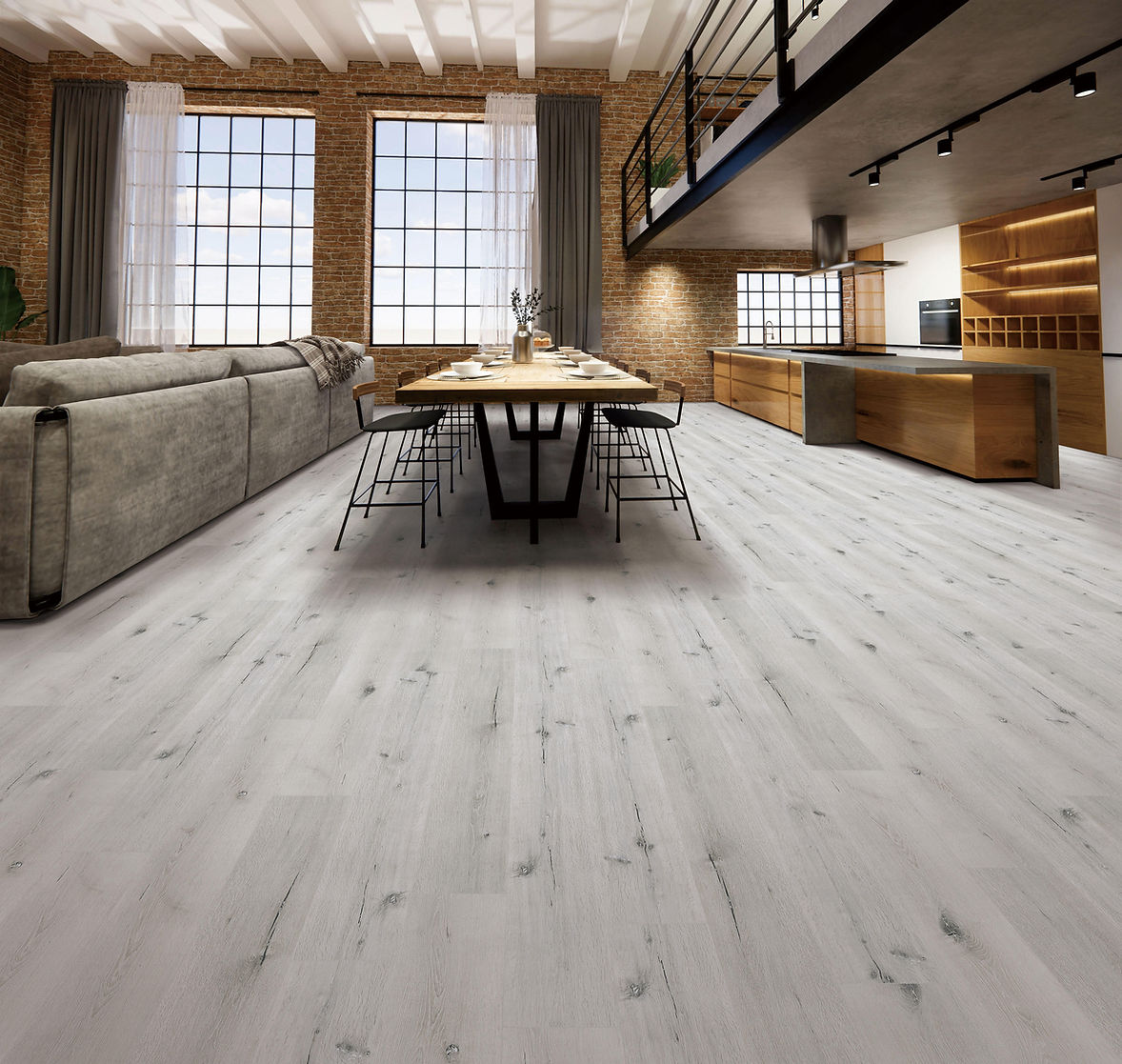 Pacific Acres Harbor waterproof SPC vinyl plank flooring, micro-bevel edges, attached 2 mm EVA pad, 22 mil wear layer