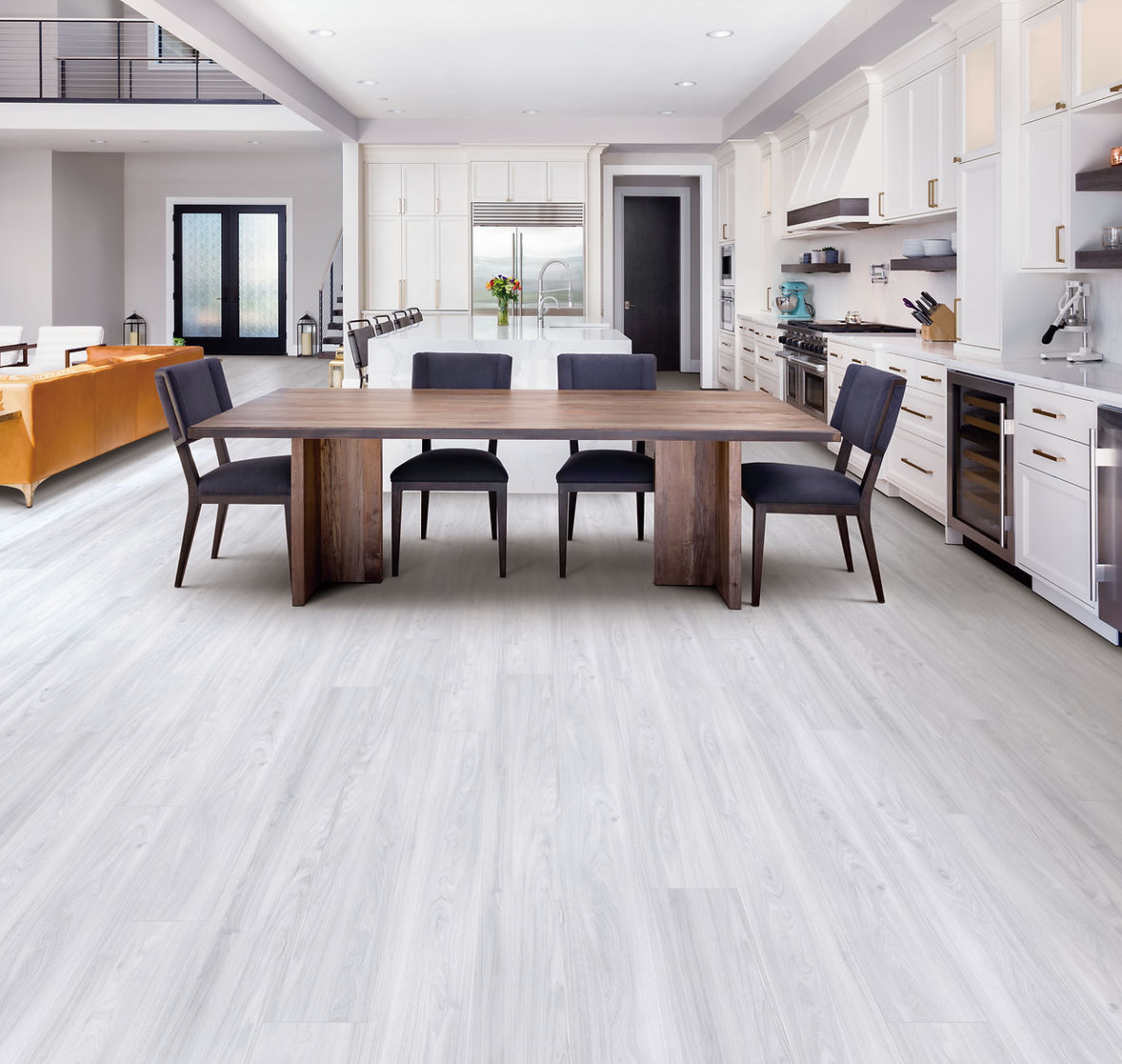 Regal Heights Oyster waterproof SPC vinyl plank flooring, diamond dust finish, micro-bevel edges, 60 by 9 inch planks