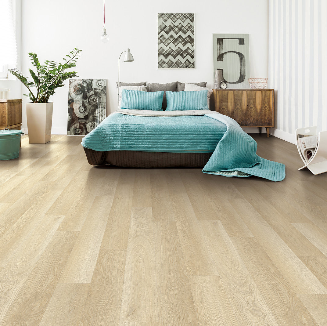 Royal Oaks Honeysuckle waterproof SPC vinyl plank flooring, diamond dust surface, beveled 60 by 9 inch planks