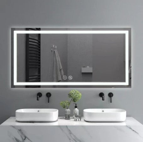 Luster LED Mirror, rectangular frameless mirror, wall mounted with anti-fog
