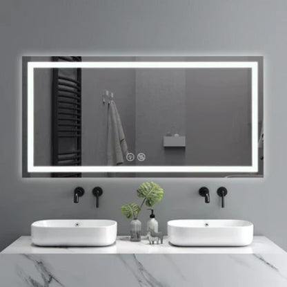 Luster LED Mirror, rectangular frameless mirror, wall mounted with anti-fog