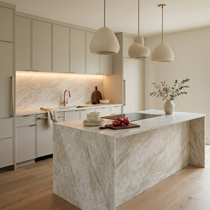 LX-Amber Mahal Printed Surface Quartz Slab