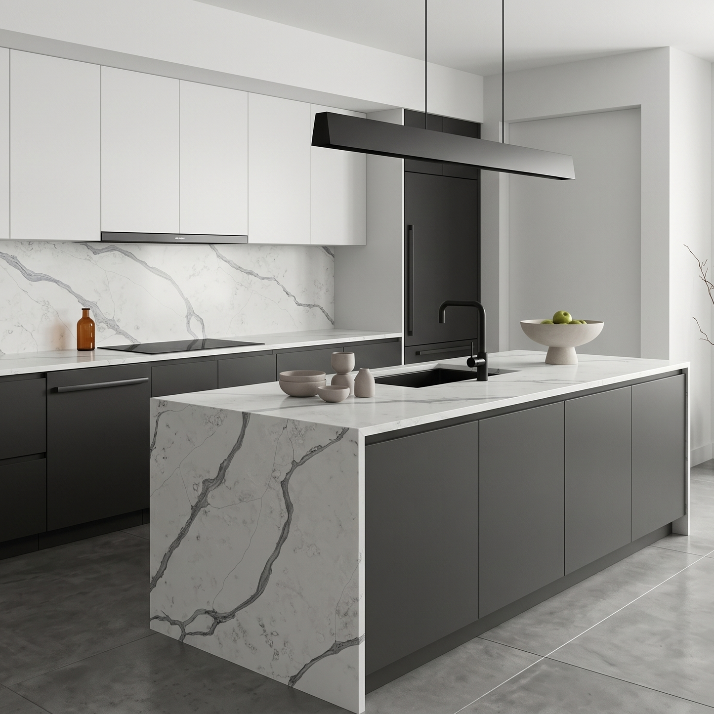 LX-Ashen Cascade Quartz Slab