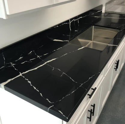 LX-Black Marquina Quartz Slab