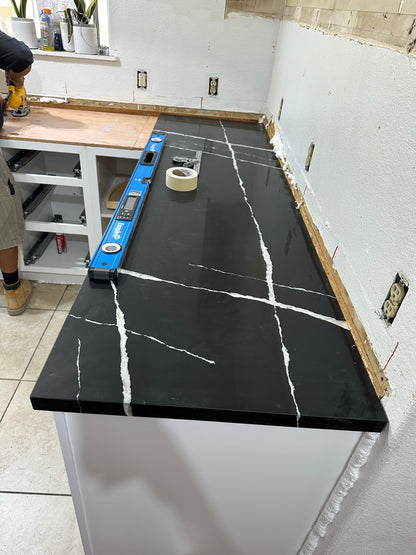 LX-Black Marquina Quartz Slab