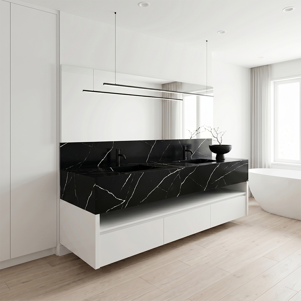LX-Black Marquina Quartz Slab