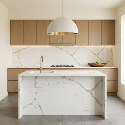 LX-Calacatte Amberline Quartz Slab