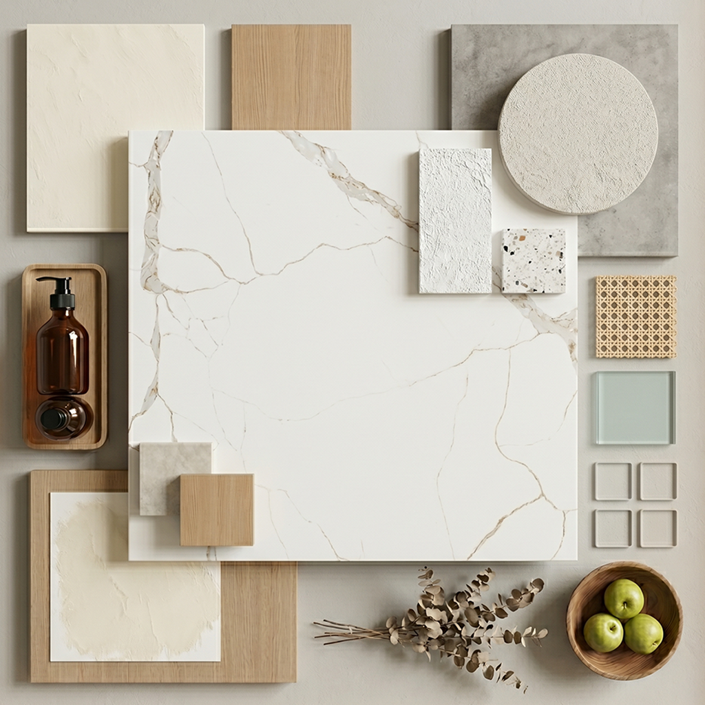 LX-Calacatte Amberline Quartz Slab