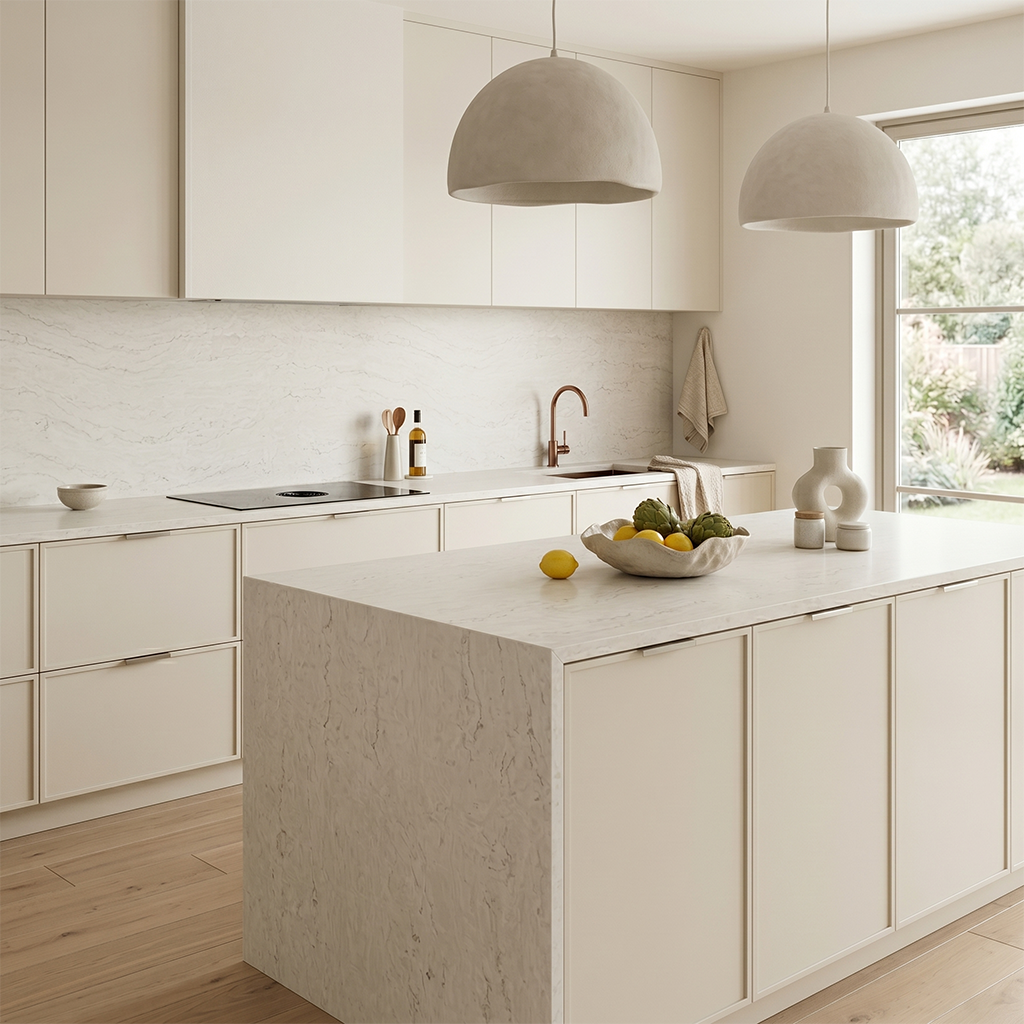 LX-Cloudlit Sheen Printed Surface Quartz Slab