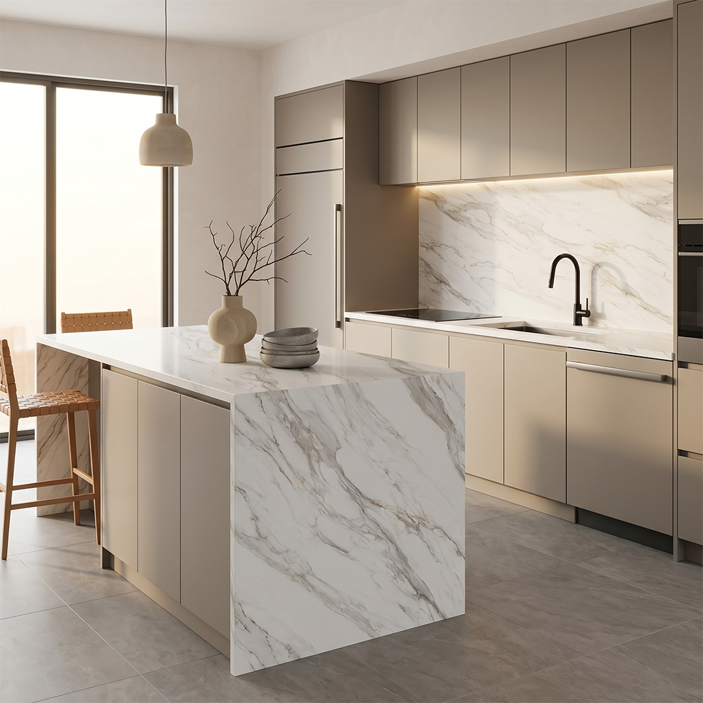 LX-Golden Serenity Printed Surface Quartz Slab