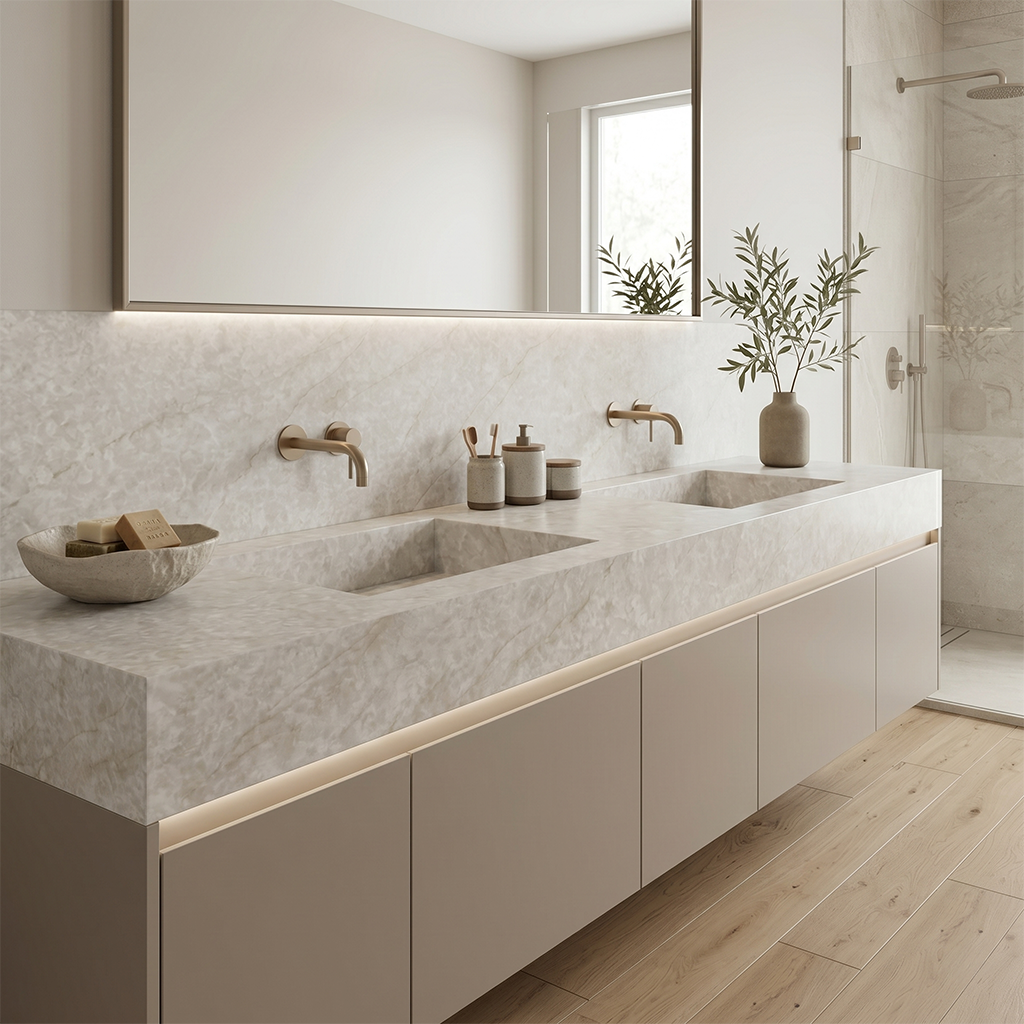 LX-Ivory Mahal Printed Surface Quartz Slab