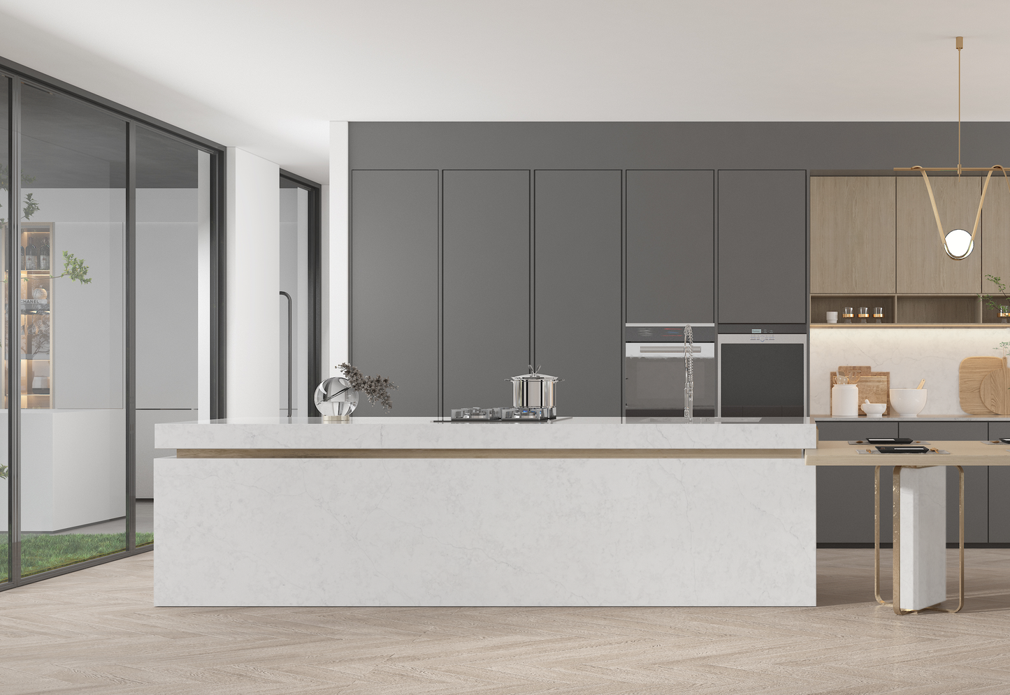 LX-Lunar Gleam Quartz Slab