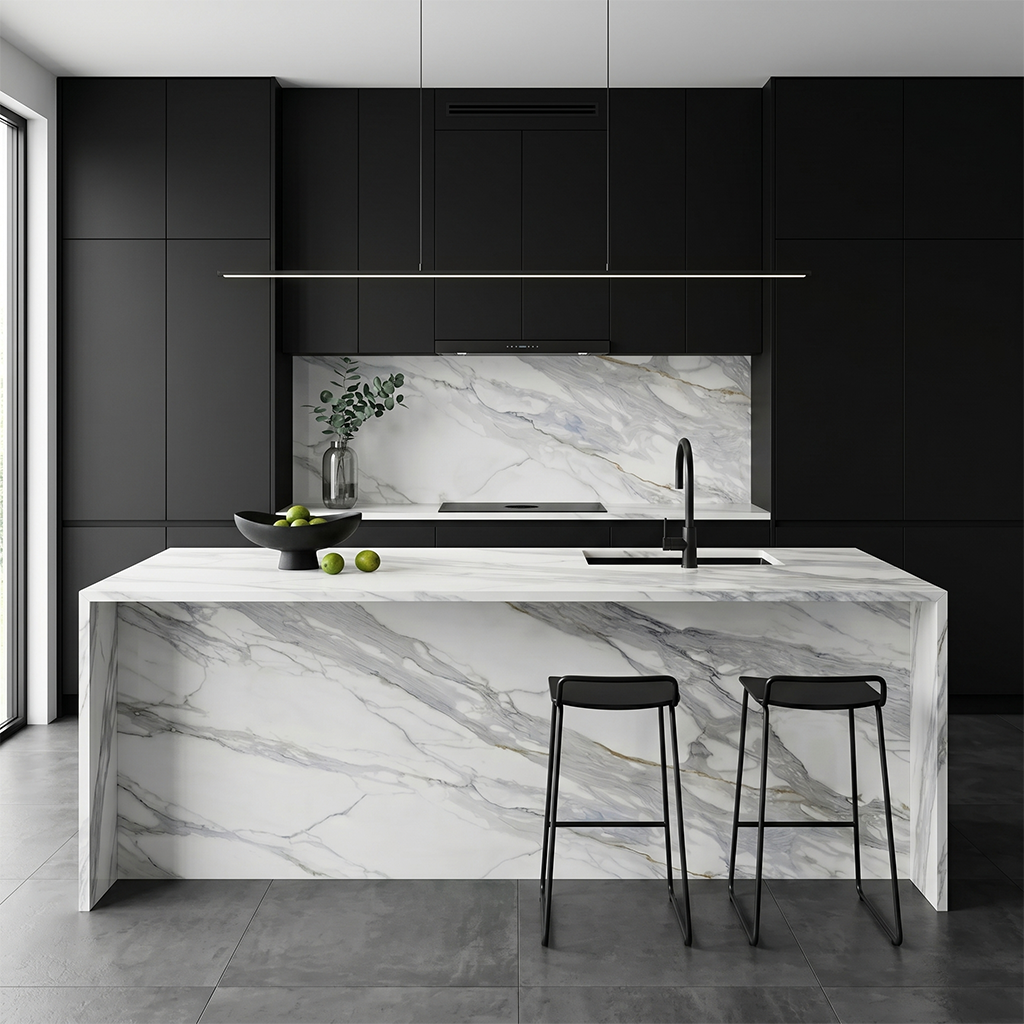 LX-Silver Crest Printed Surface Quartz Slab