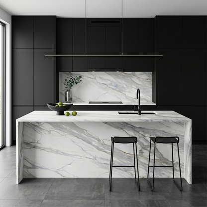 LX-Silver Crest Printed Surface Quartz Slab